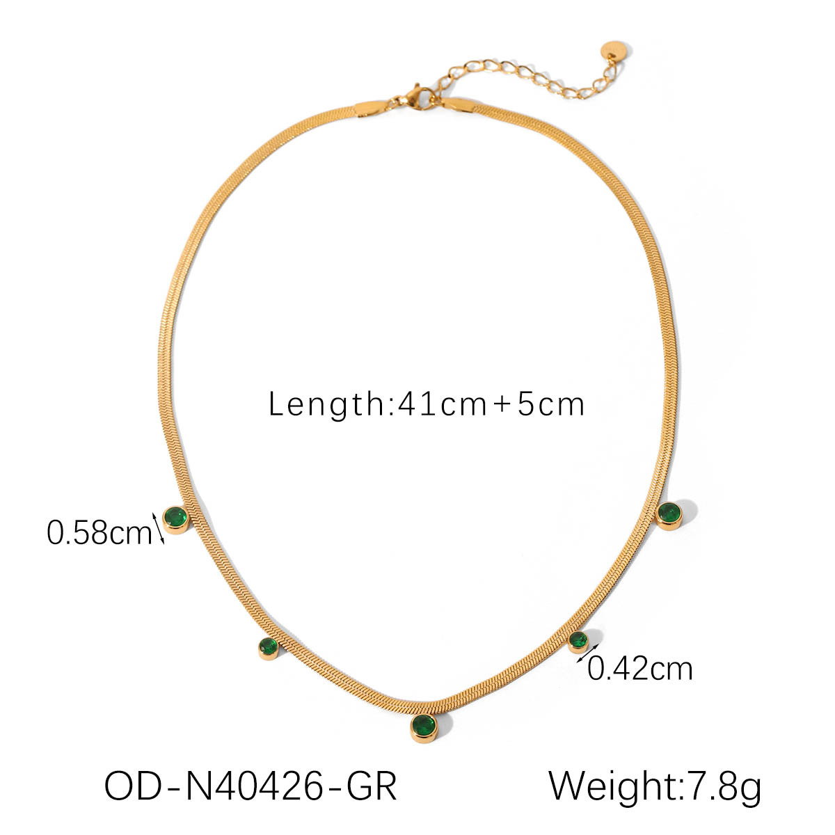 Od-n40426-gr green zircon tassel necklace