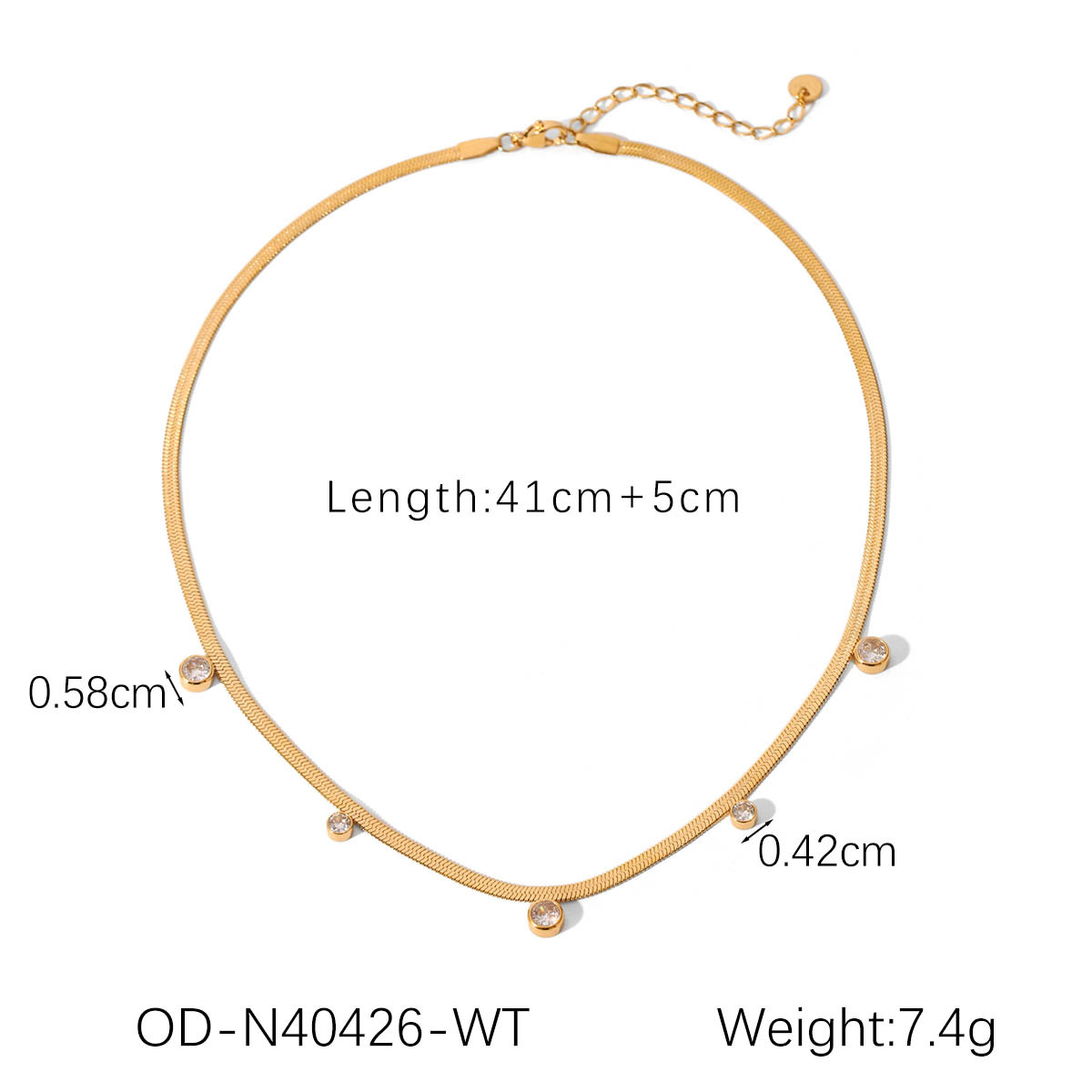 Od-n40426-wt white zircon tassel necklace