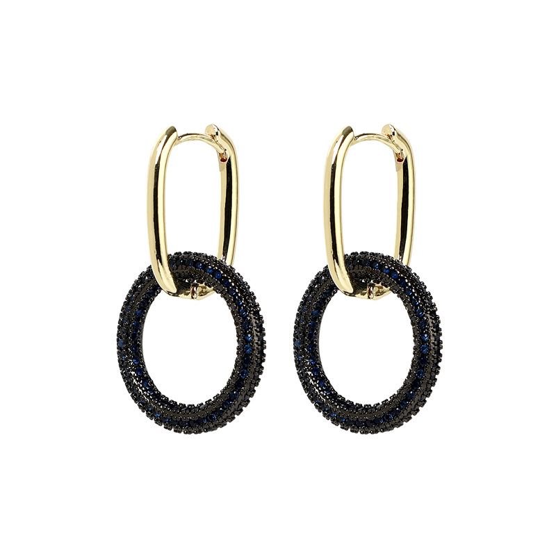 Round dark blue Black