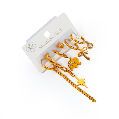 Elephant star chain earrings set 0065