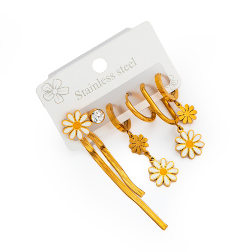 Flower chain earrings set 0070