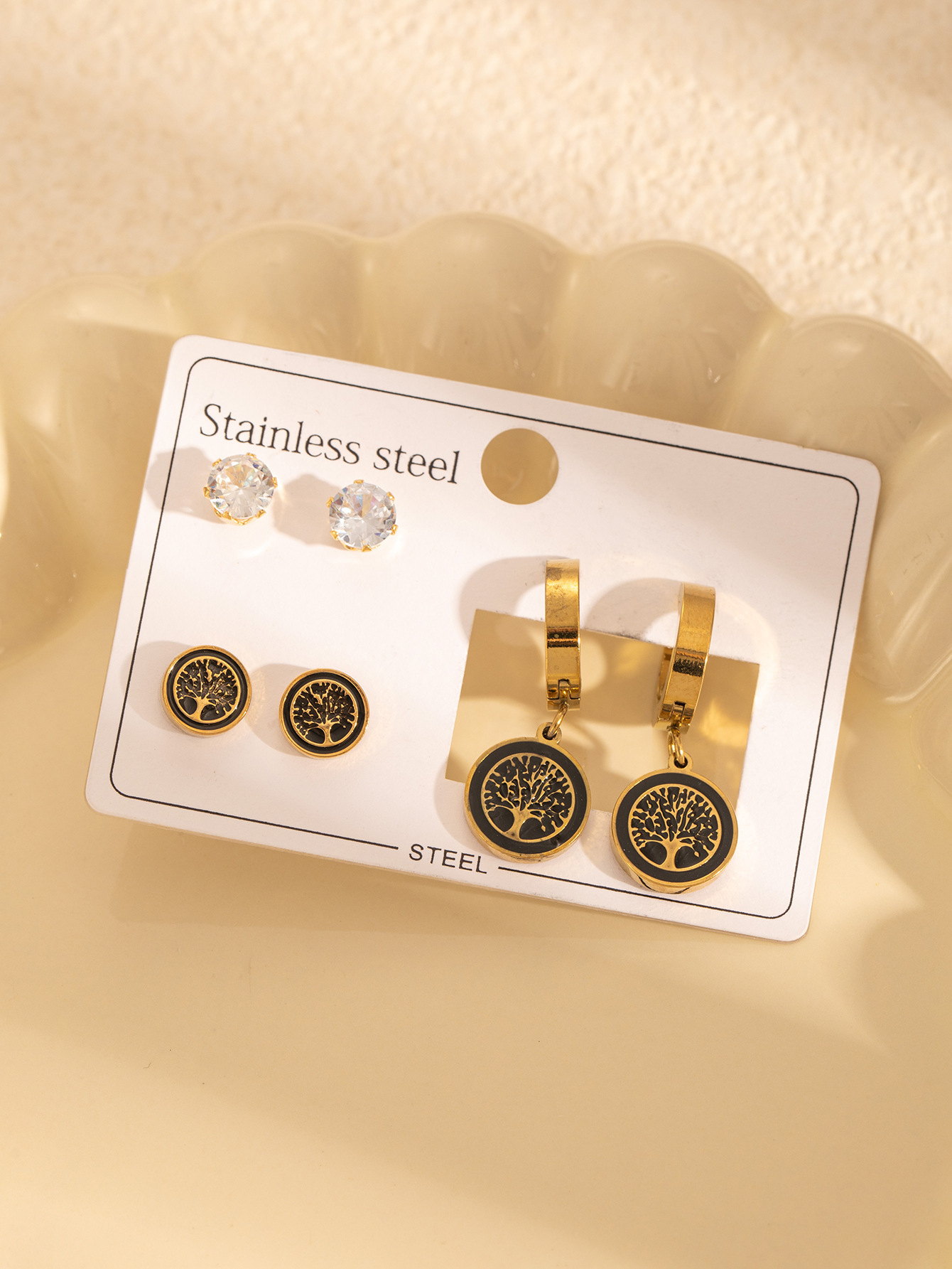 黑色大树耳环套装