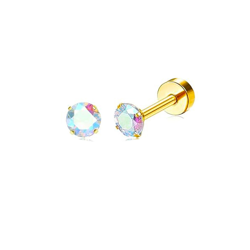A pair of golden ab zirconium