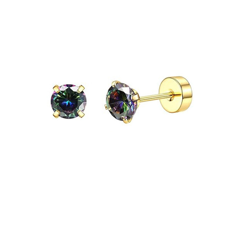 A pair of gold-pole colored zirconium