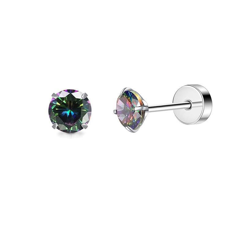 A pair of silver rod colored zirconium