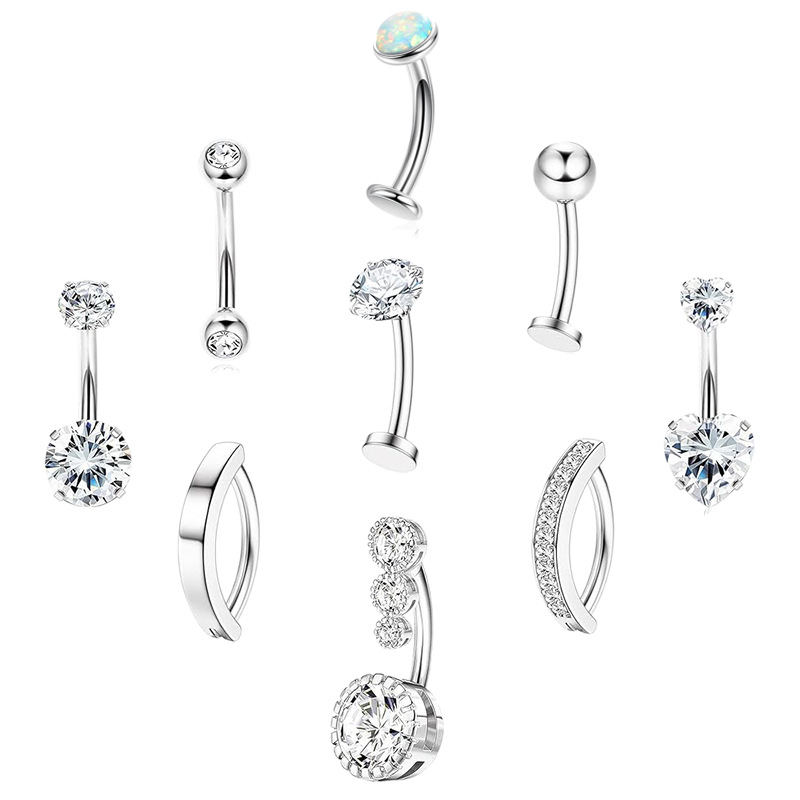 Silver fake opal 9-piece set