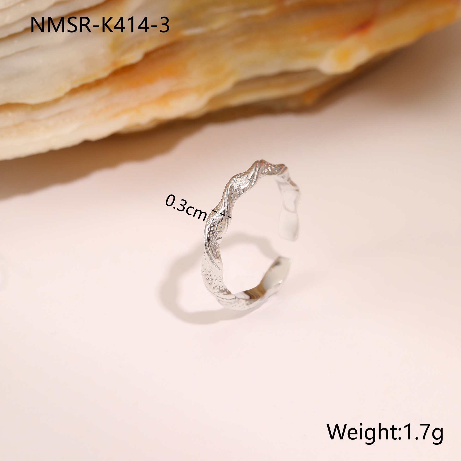 NMSR-K414-3钢色扭绳戒指