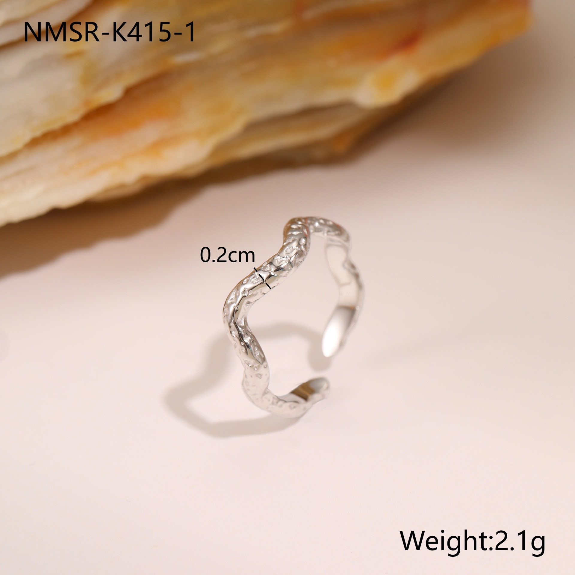 NMSR-K415-1钢色波浪戒指