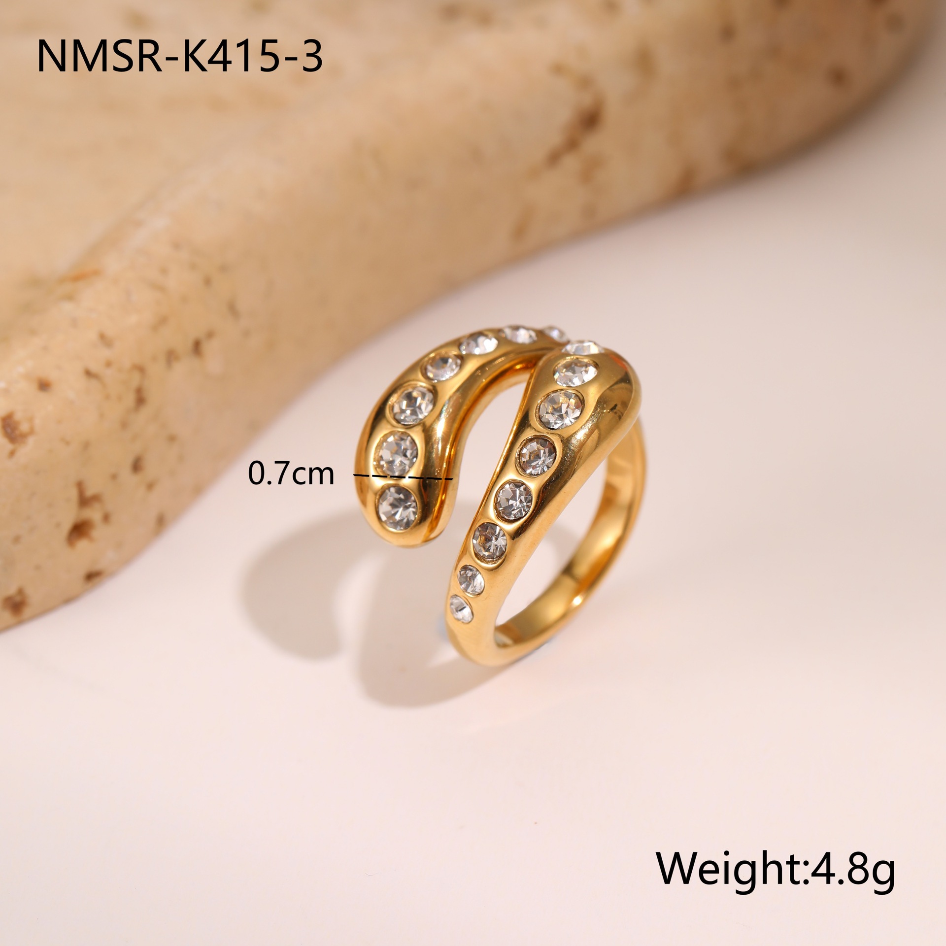 NMSR-K415-3金色镶钻戒指