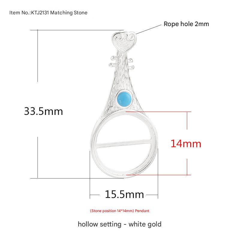 A- with round stone white gold {Stone position: 14*14mm}