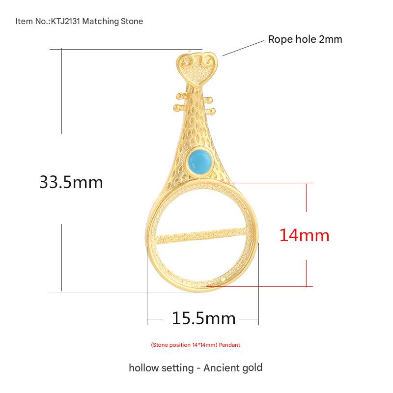 Section A- with round stone ancient gold {Stone position: 14*14mm}