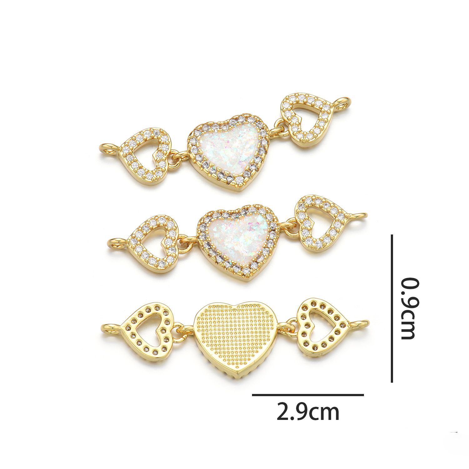 Three heart hand cards (colorful pink opal)