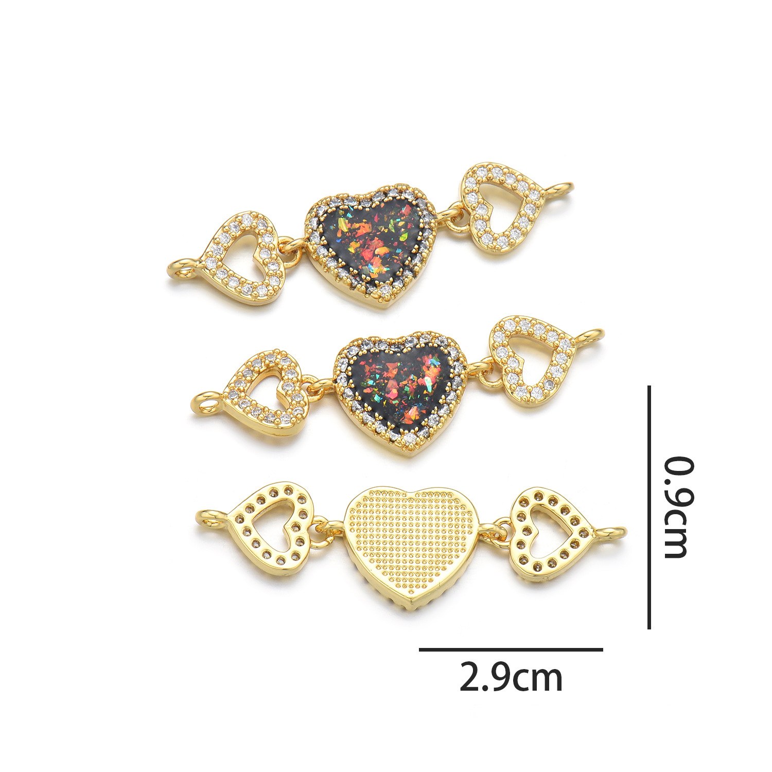 Three heart hand cards (Mocha red Opal)