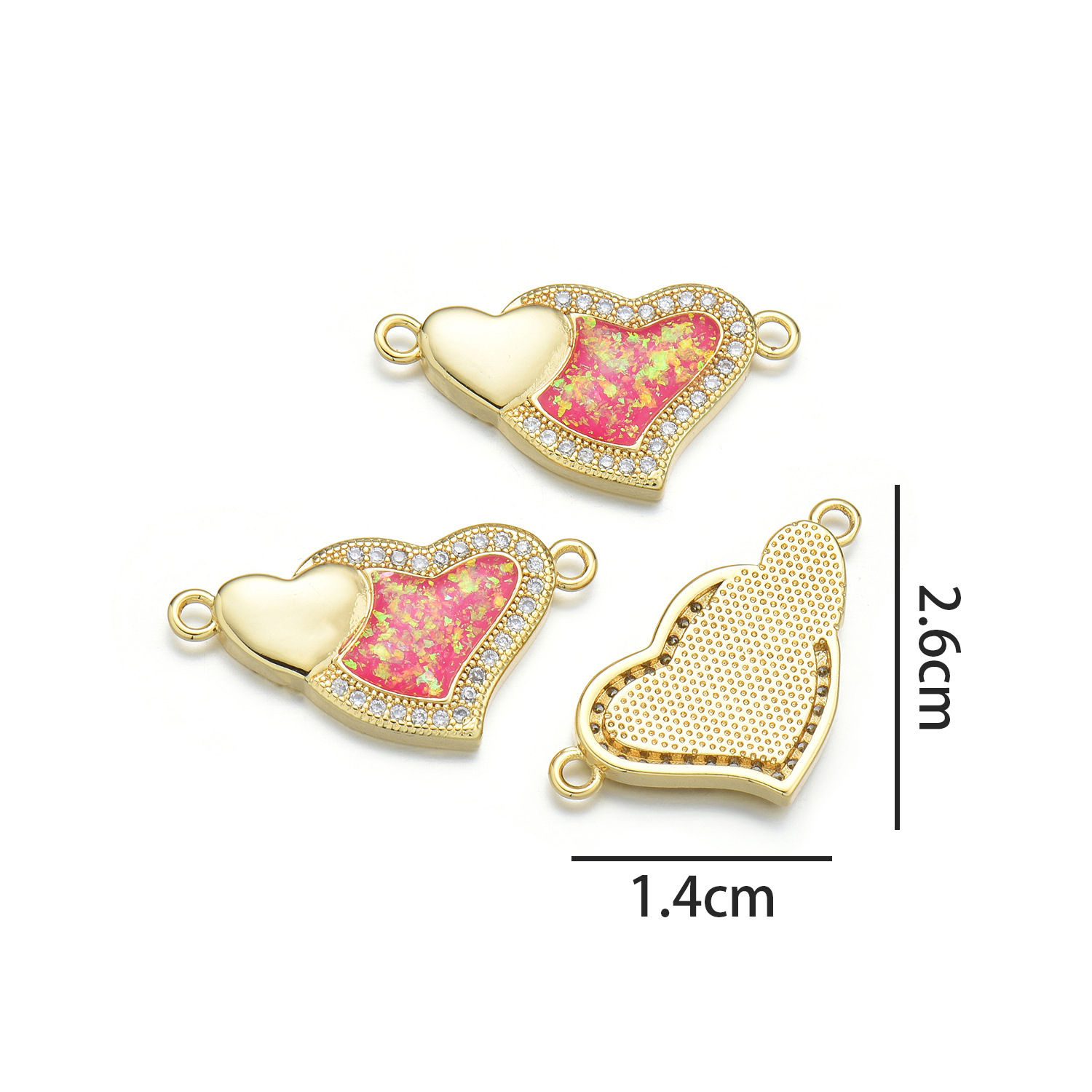 Big and small love hand (shining pink opal)