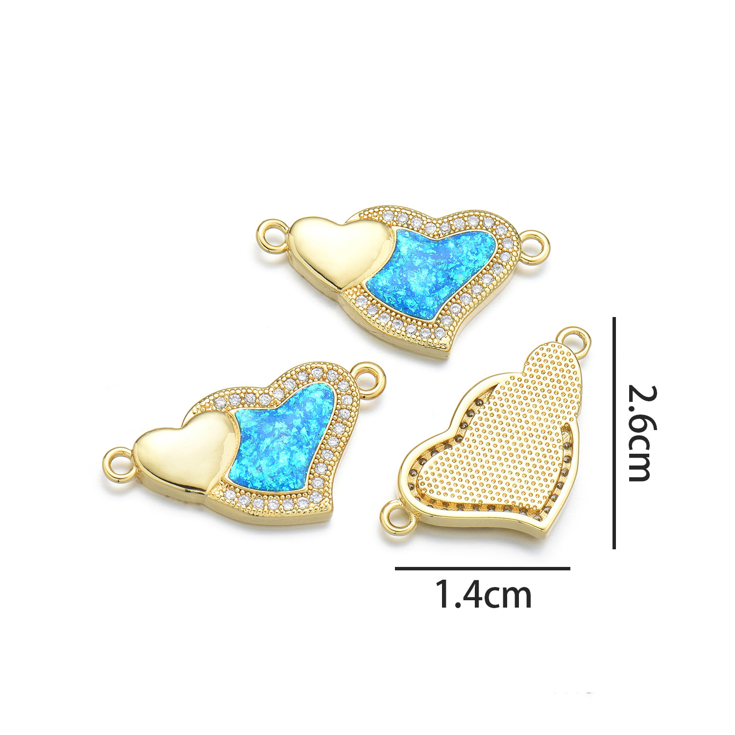 Big and small love hand (peacock blue opal)