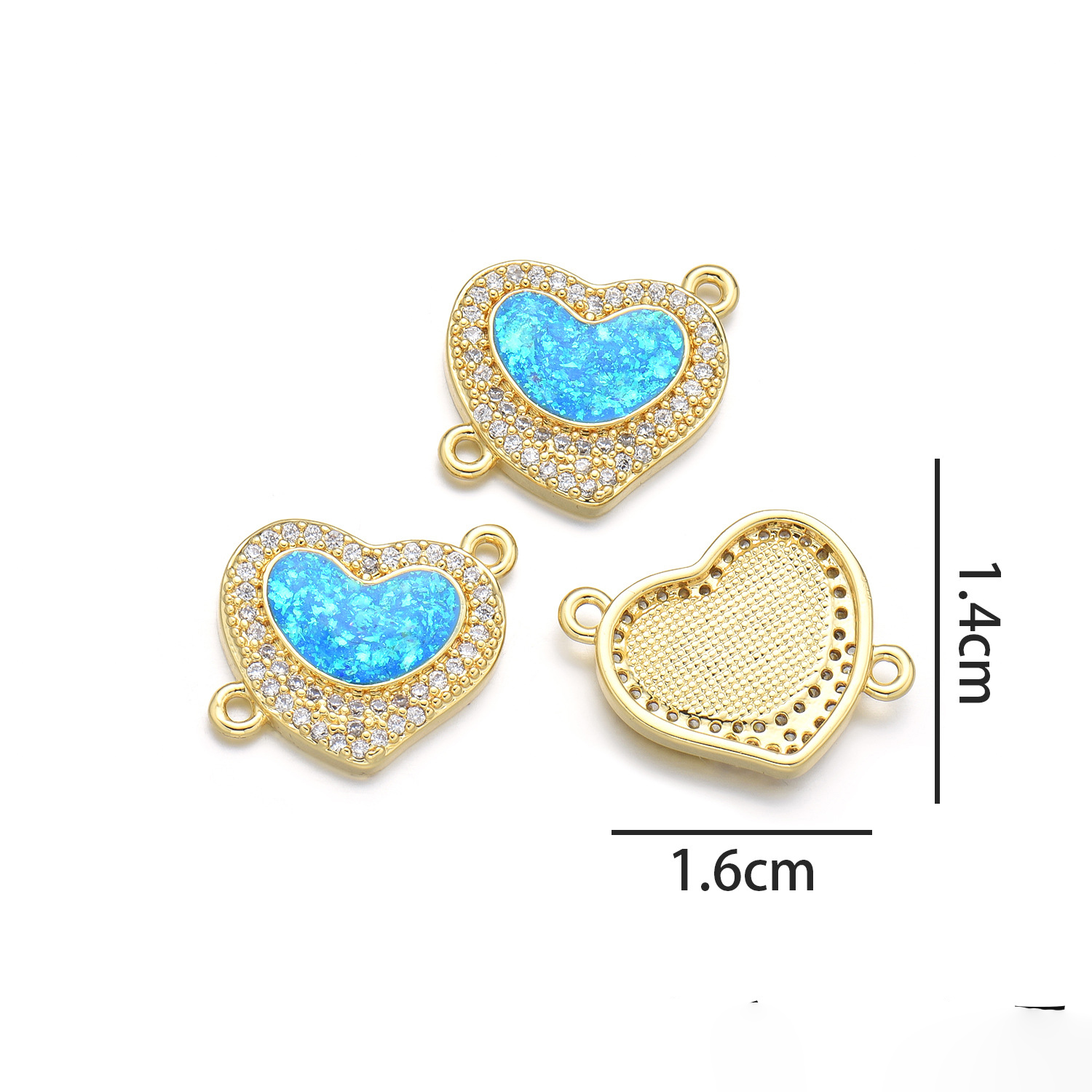 Peach heart hand (peacock blue opal)