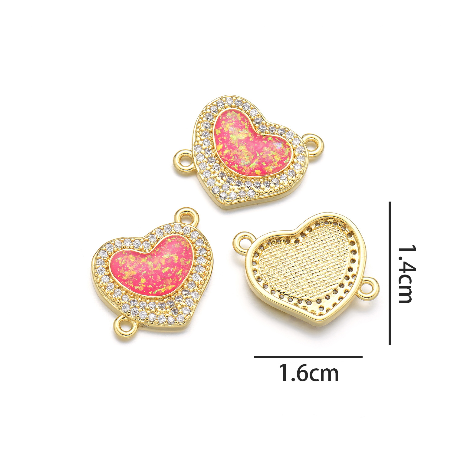 Peach heart hand (shining pink opal)