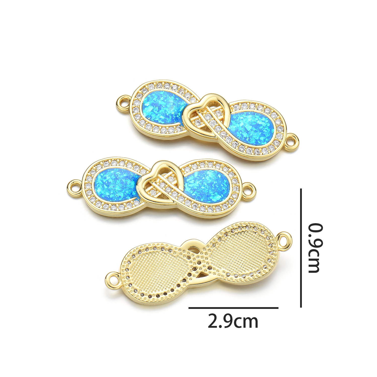 Infinite peach heart (Peacock Blue Opal)