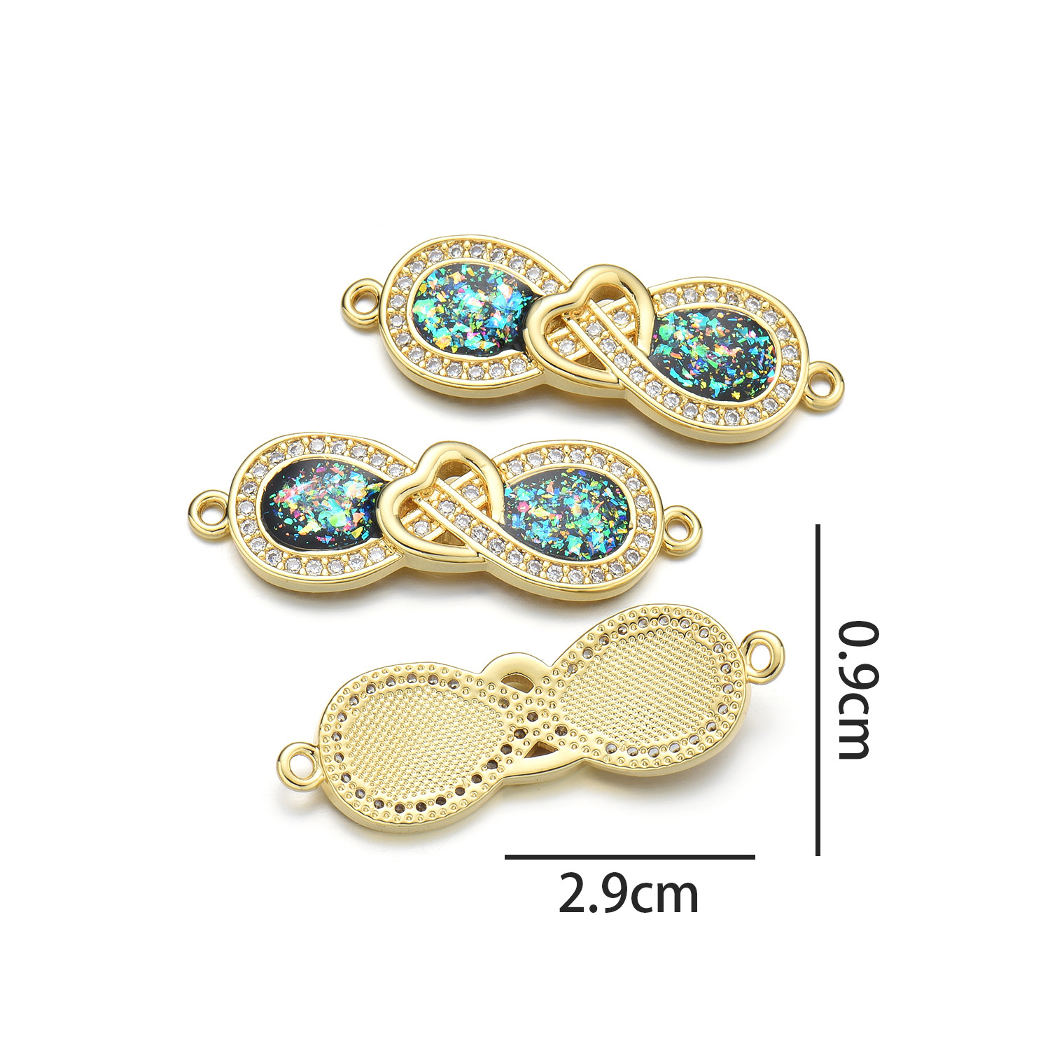 Infinite peach hearts (emerald green opal)