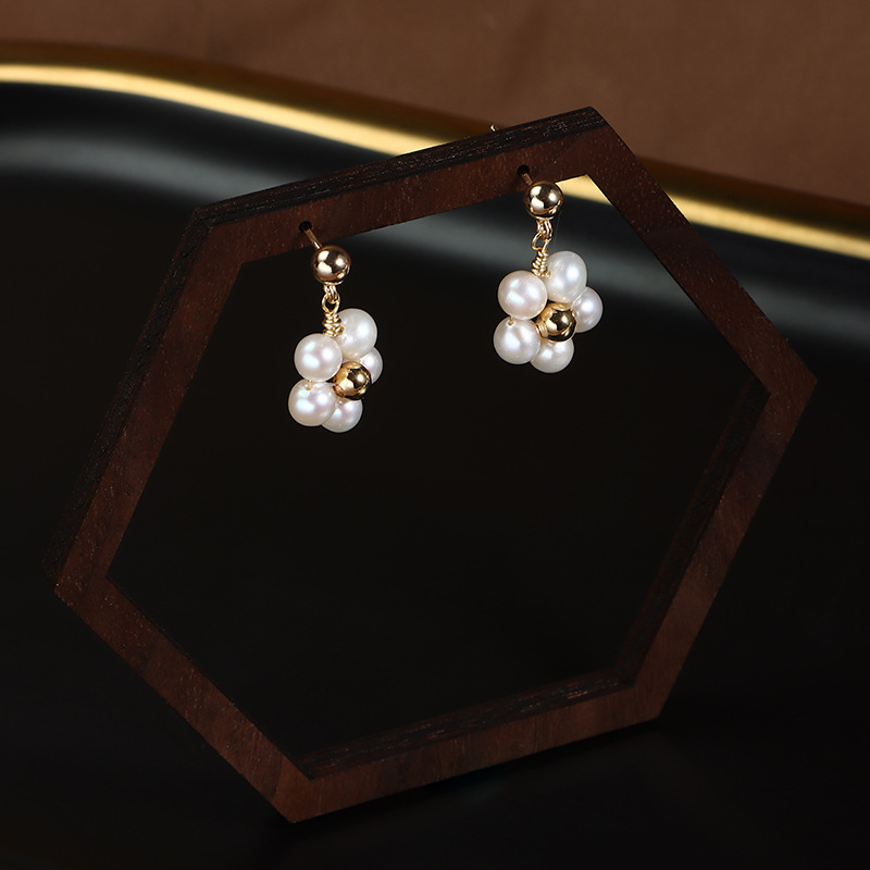 Flower Pearl Drop Earrings