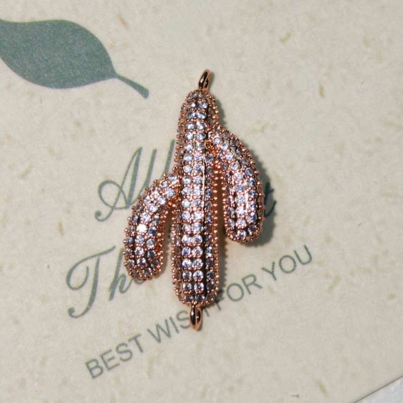 Rose gold white zirconium cactus-18mmx30mm