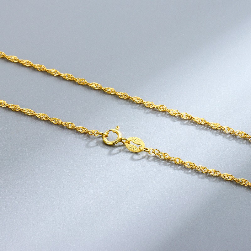 XL1003 yellow gold water wave chain 45cm