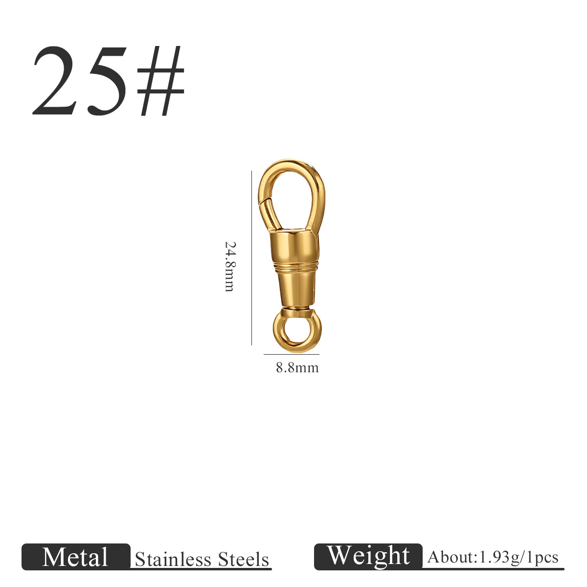 Large round tail water drop buckle-gold