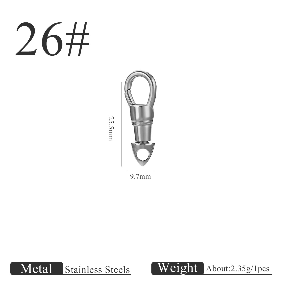 Large eagle beak button-steel color