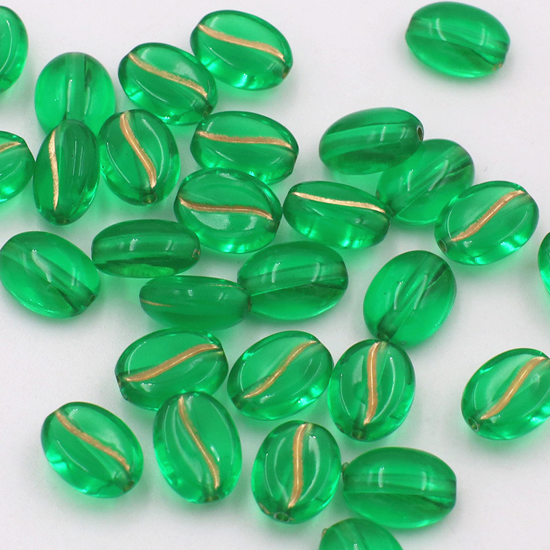 Translucent emerald green with gold
