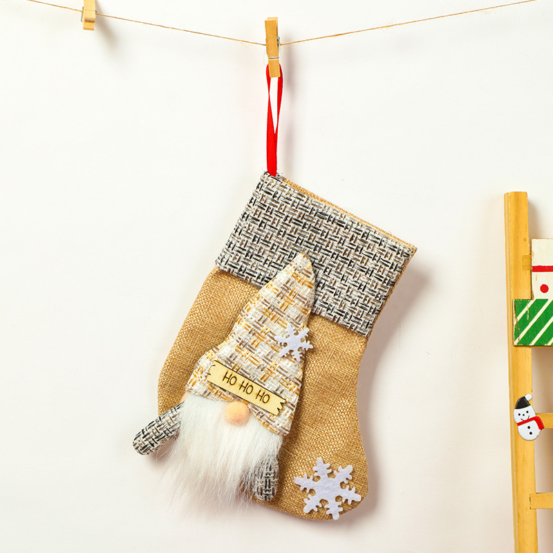Small beige hoho christmas stocking