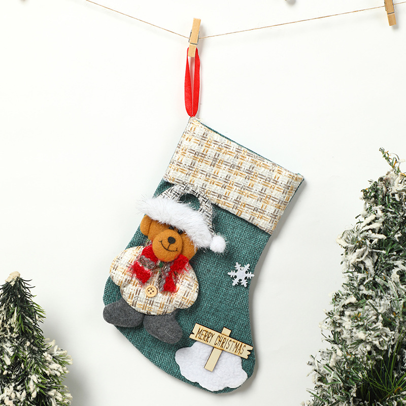 Blue medium bear linen socks