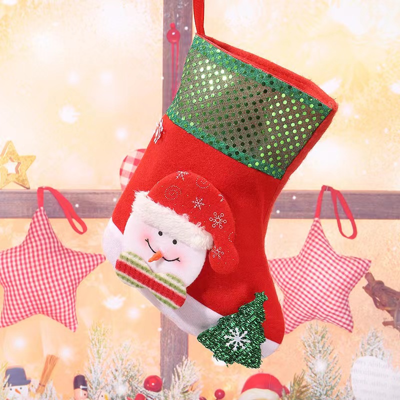 E4-3 sequined medium socks snowman