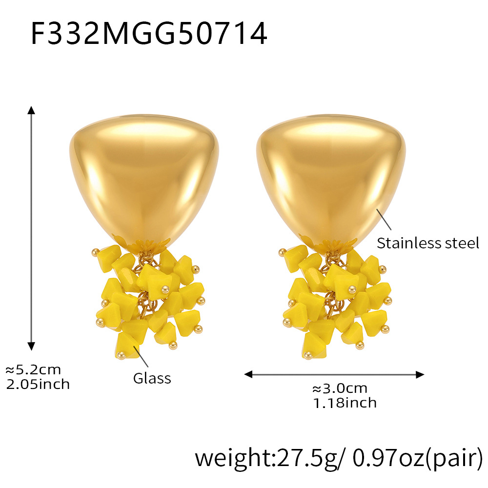 F332-gold yellow stone earrings