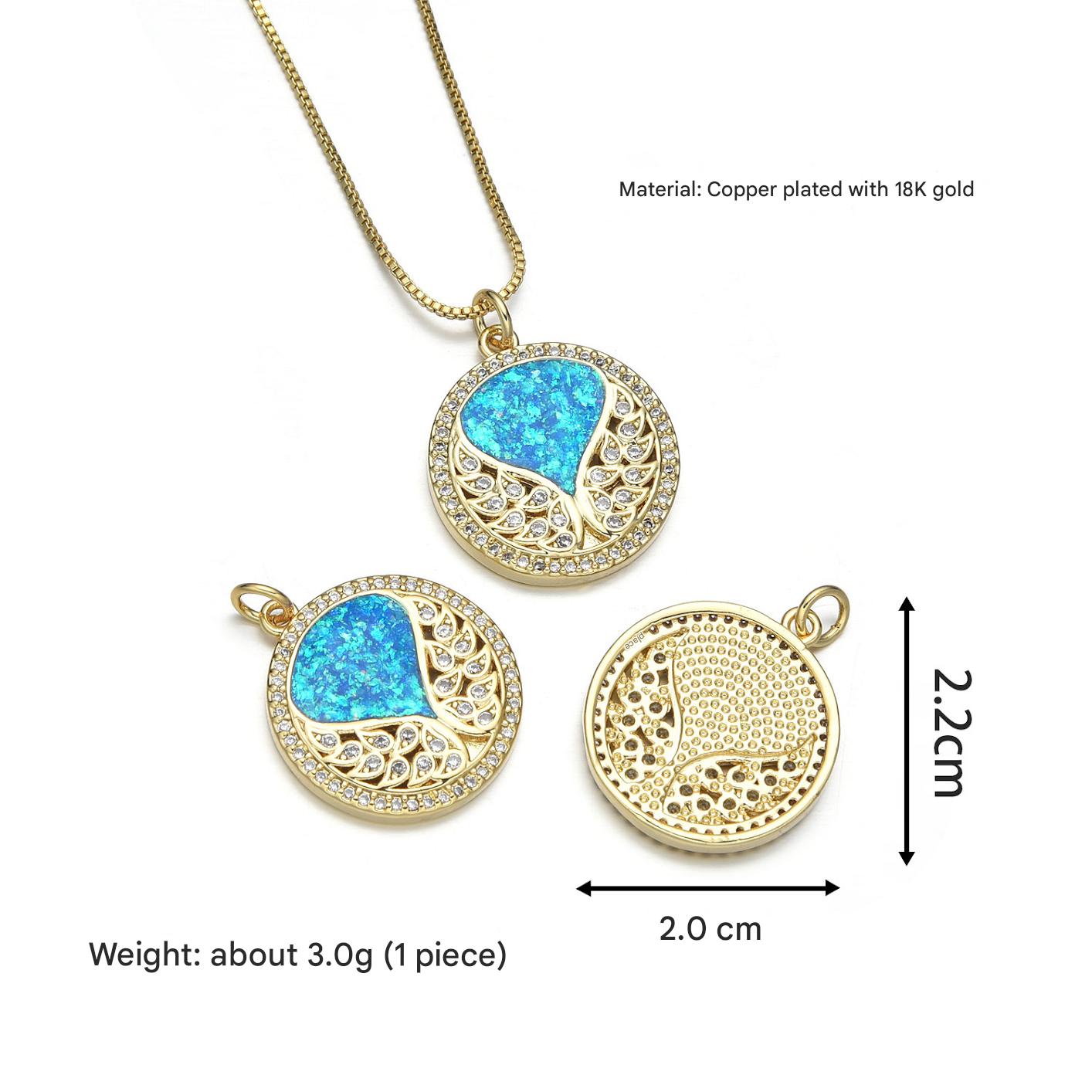 Water drop feather pendant (peacock blue)