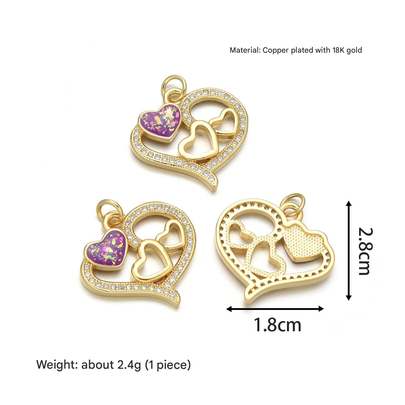 Heart pendant (starry sky purple opal)