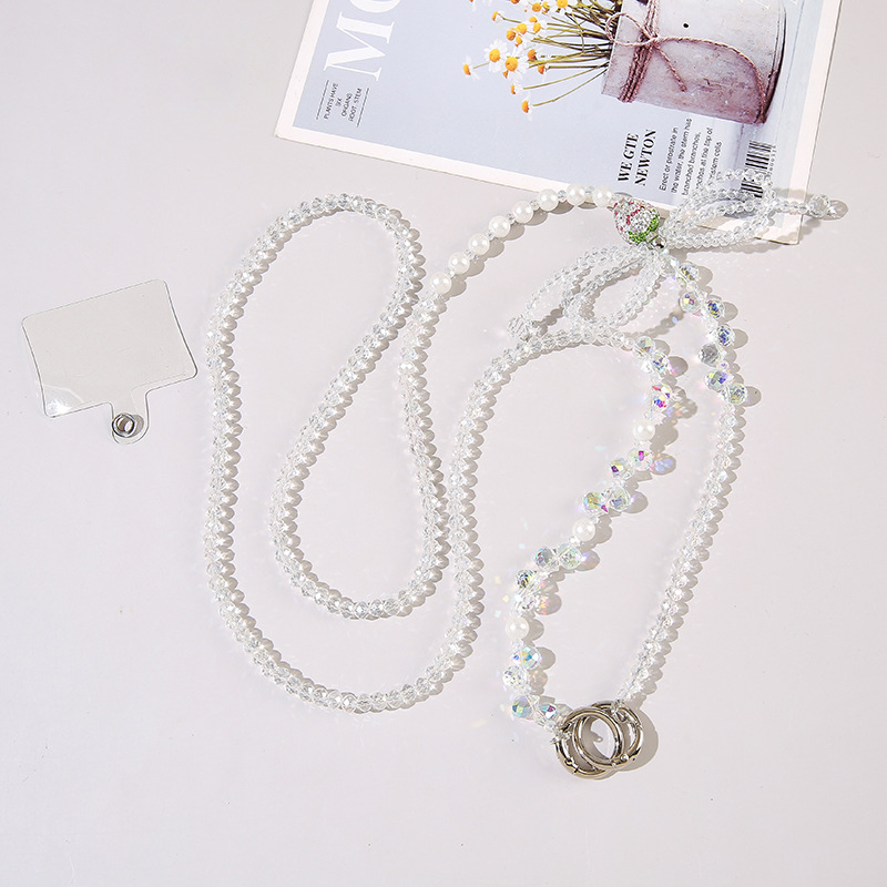 C001 white crystal butterfly mobile phone chain