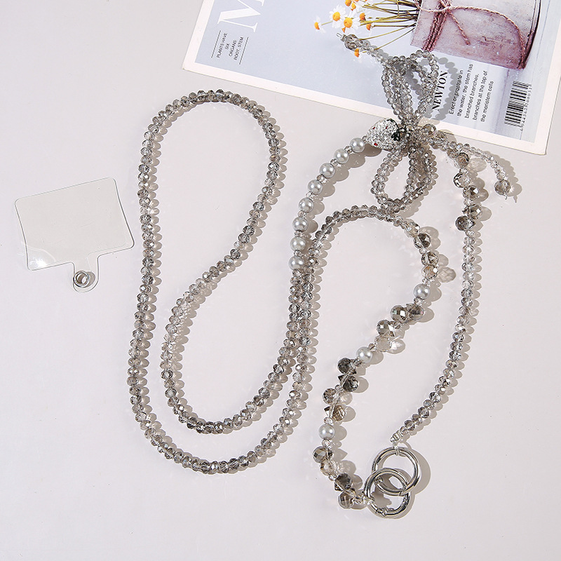 C002 gray crystal butterfly mobile phone chain