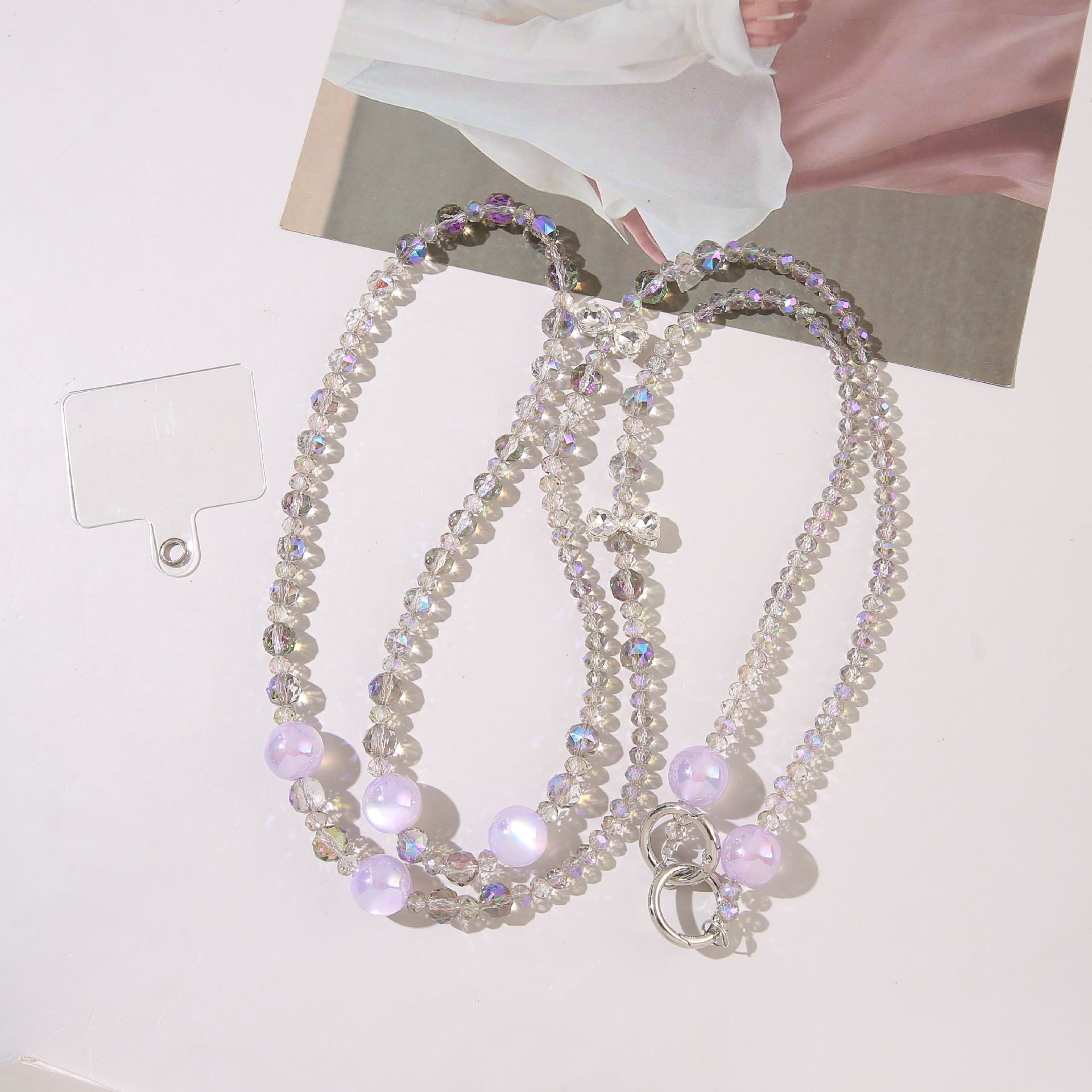 Purple crystal bead long chain