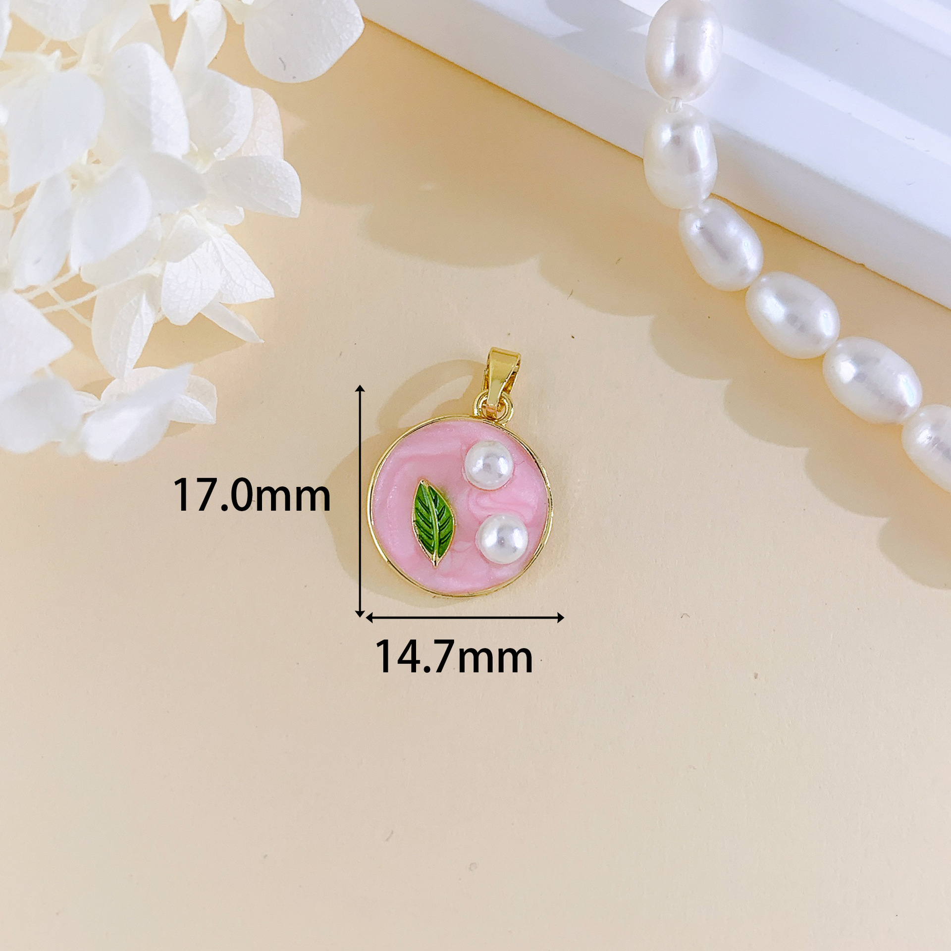 Xl4076 round leaf pendant gold powder