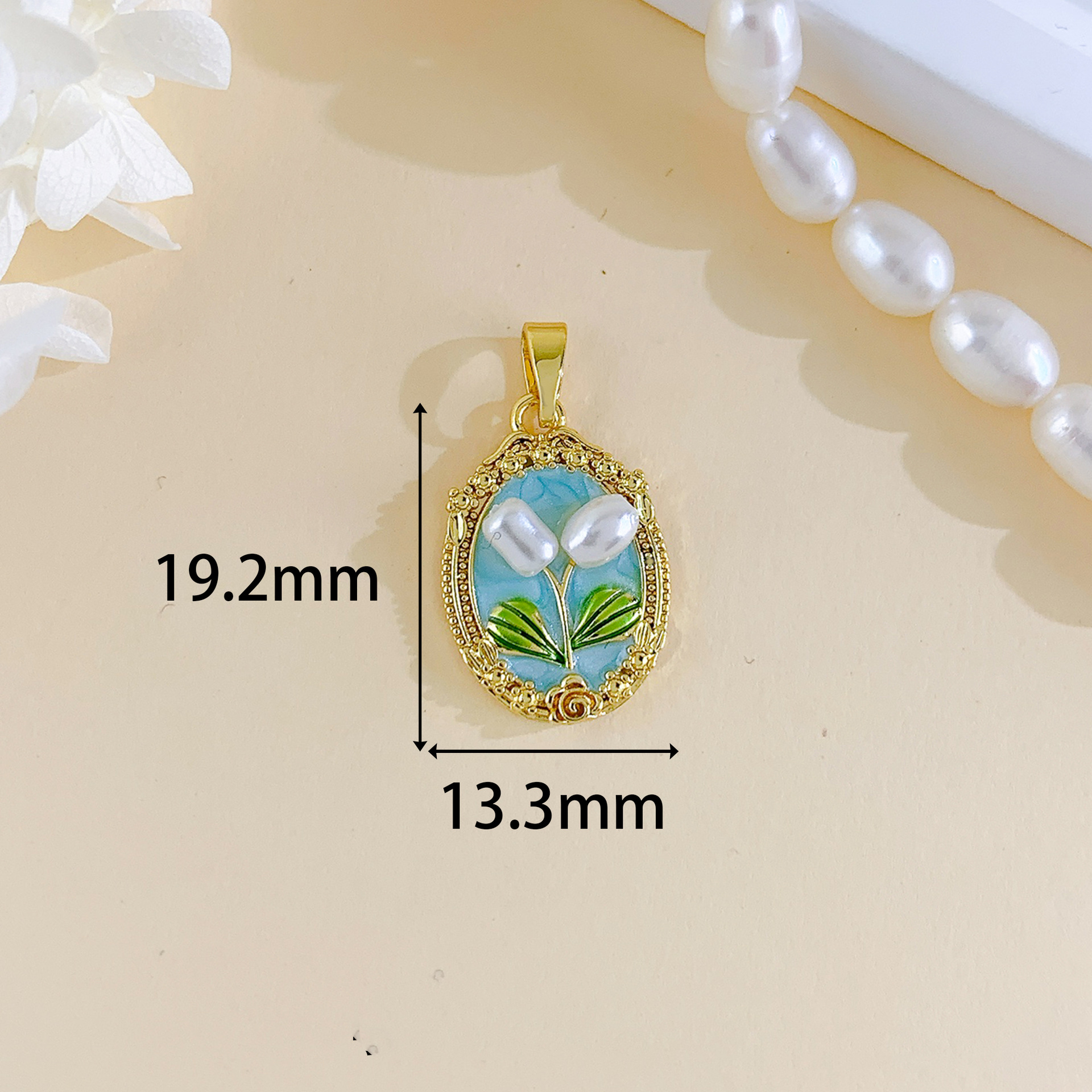 Xl4078 tulip pendant gold light blue