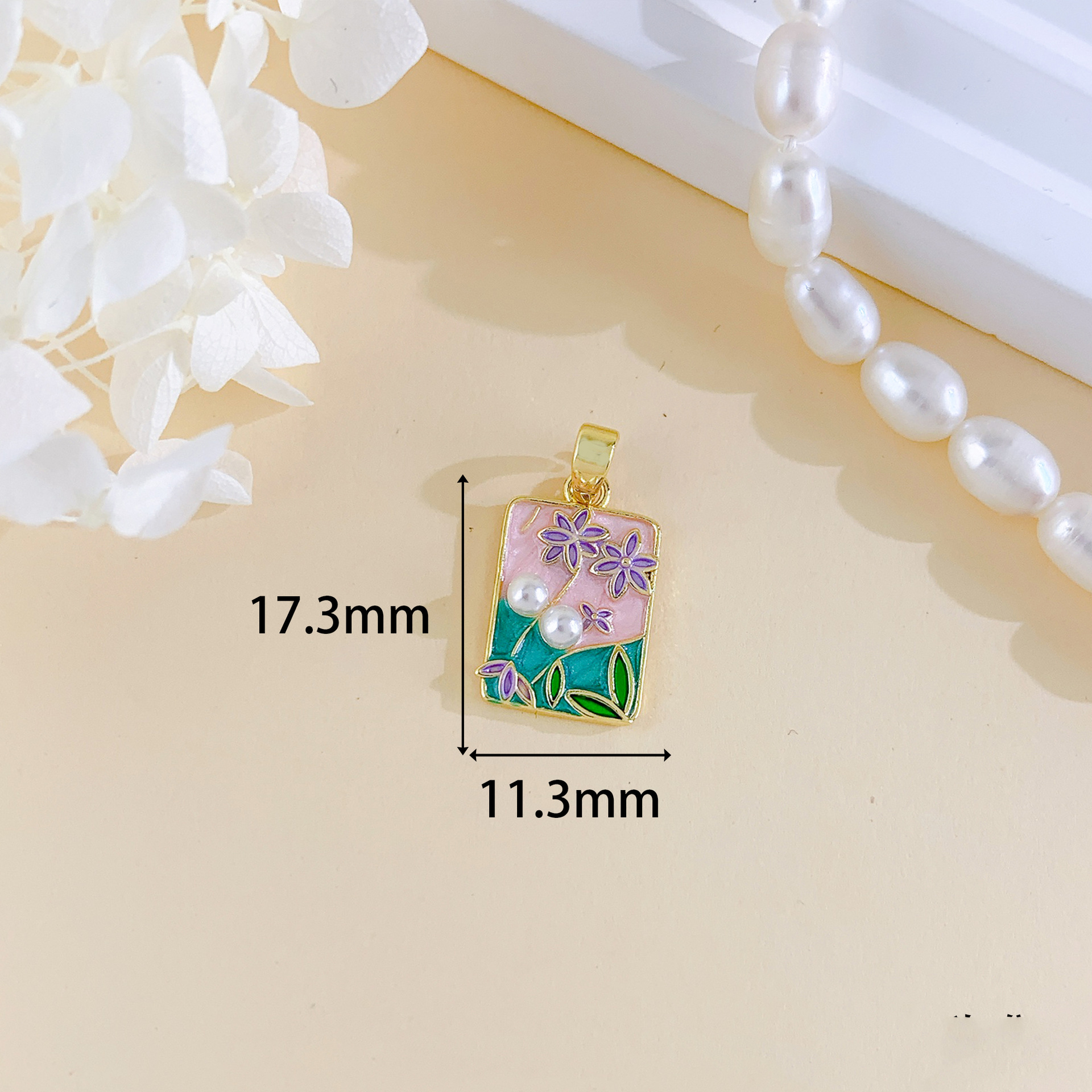 Xl4092 purple flower pendant gold pink