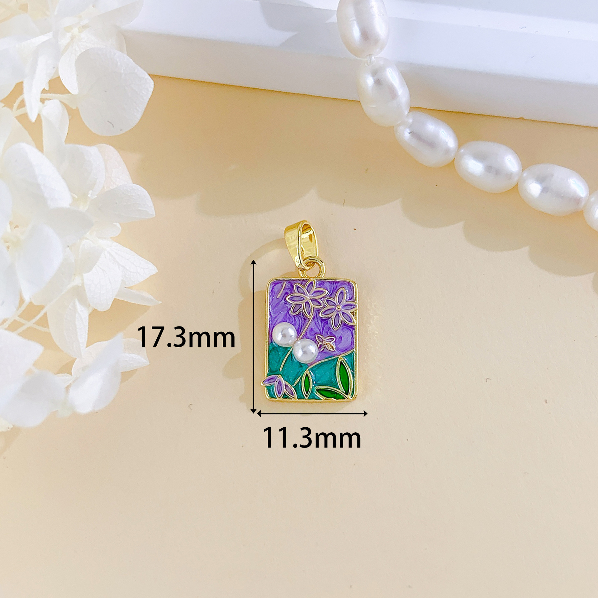 Xl4092 purple flower pendant gold purple
