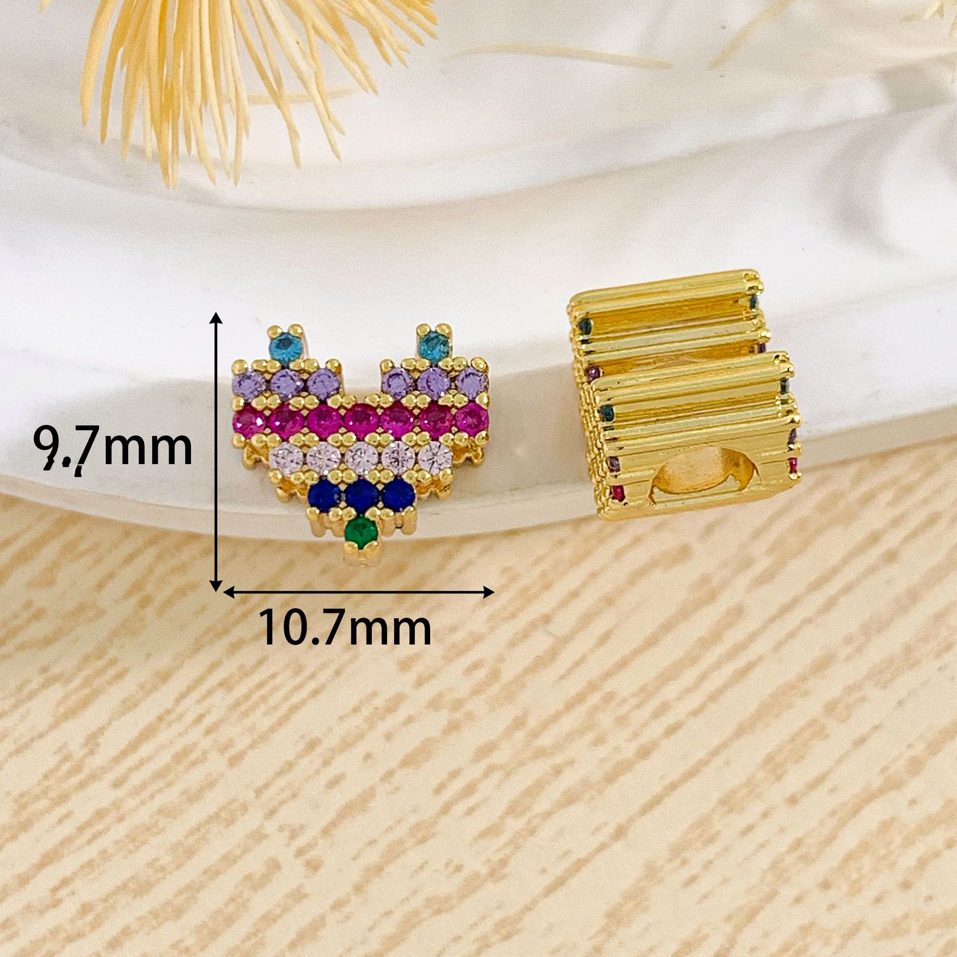 Cz169 colorful love beads gold