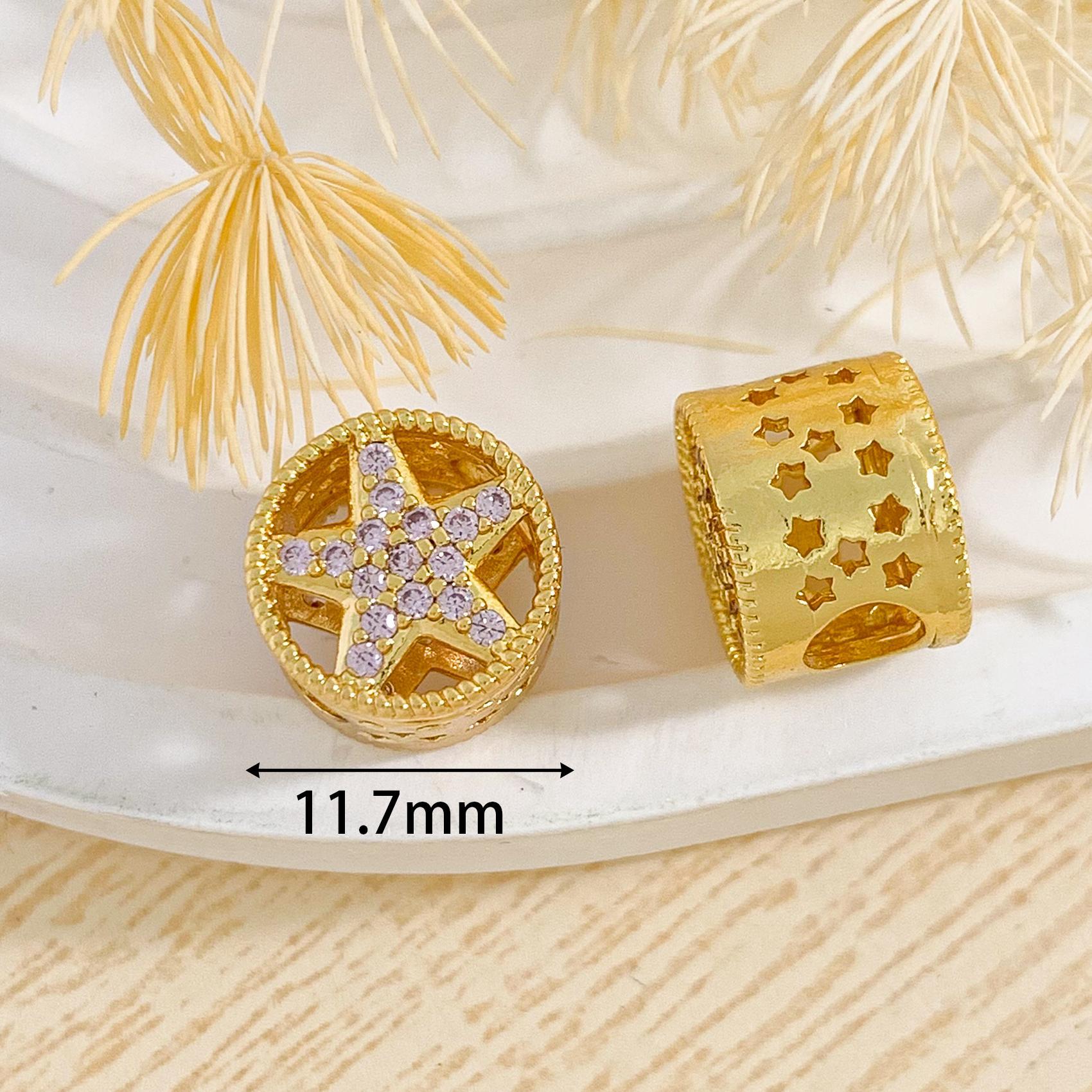 Cz160 five-pointed star round hole large beaded gold