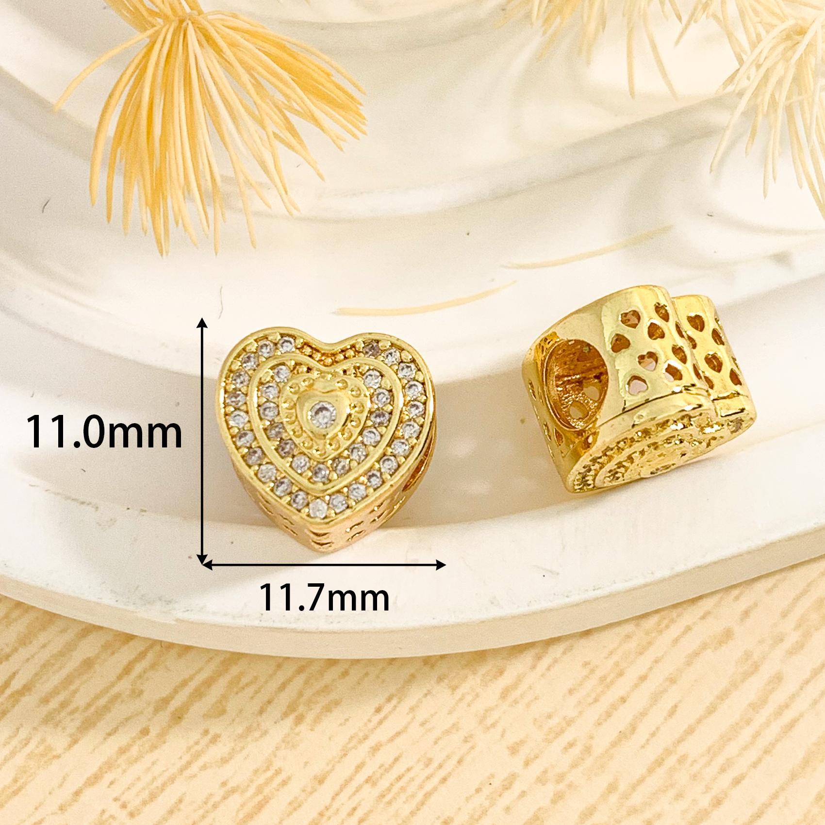 Cz161 large round hole beaded gold