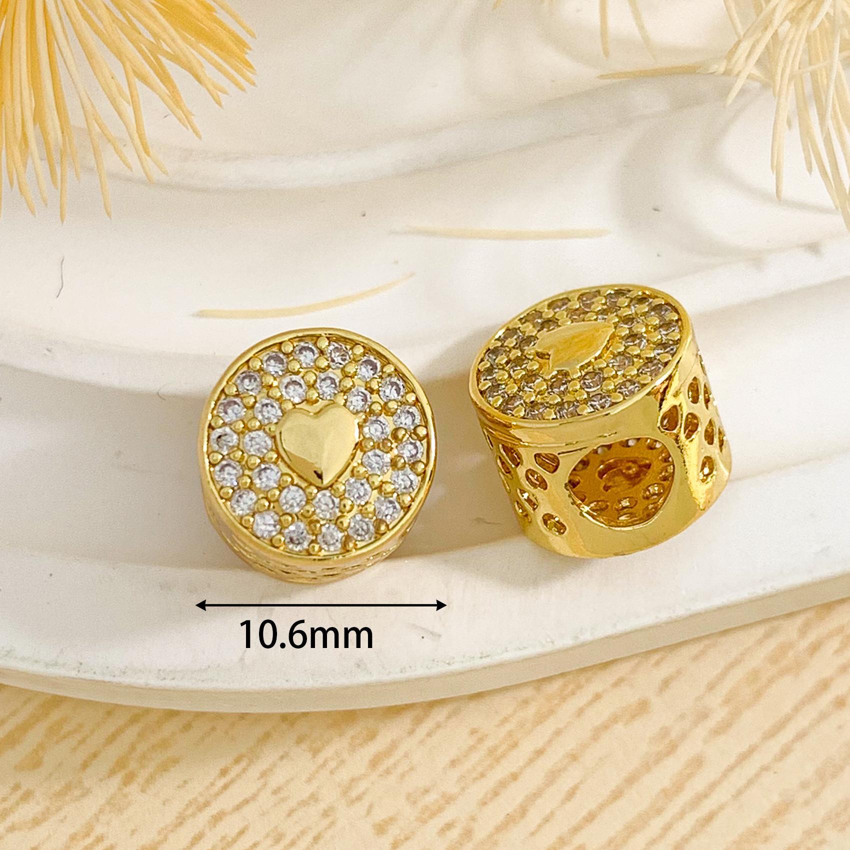 Cz163 round love beads gold