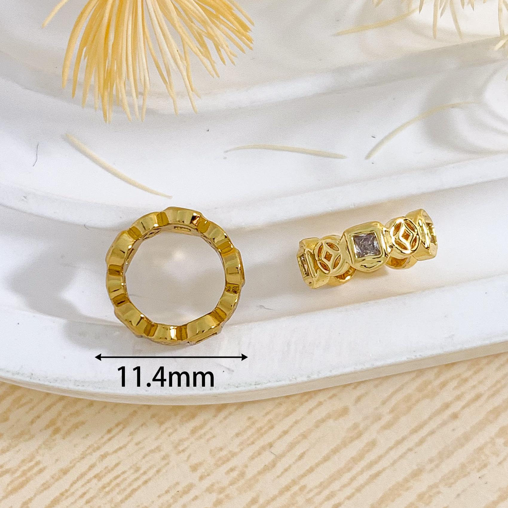 Cz370 copper coin ring beaded gold