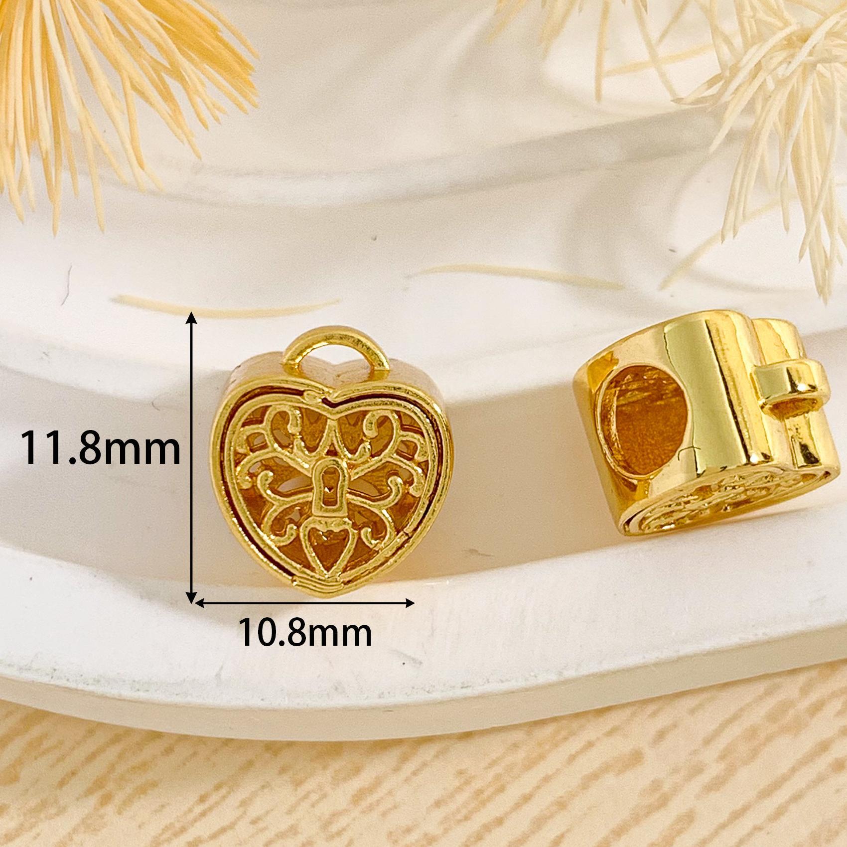 Cz722 hollow love large round hole beaded gold