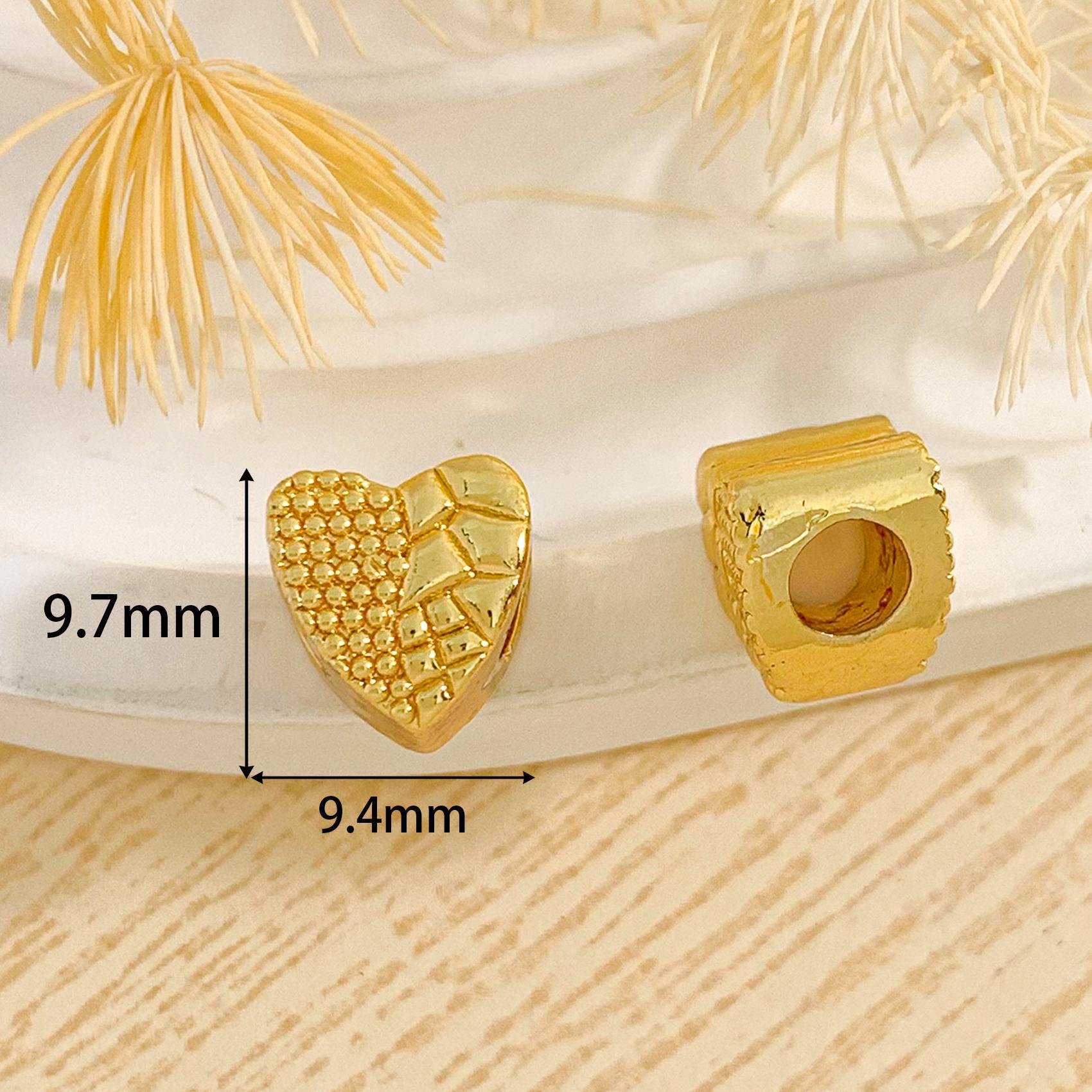 Cz723 double love big round hole beaded gold