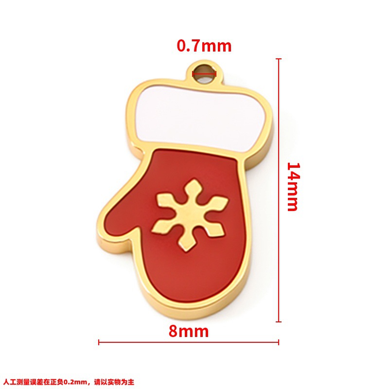 Vacuum plated 18k gold polished snowflake glove pendant 8x14mm